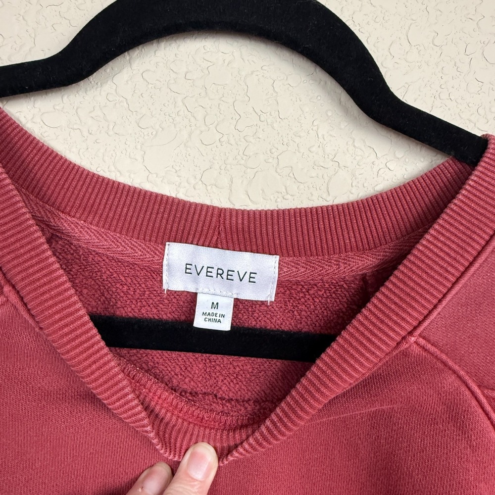 Evereve Heritage Sweatshirt Red Cotton Blend Classic Staple Medium Vintage - Picture 5 of 6